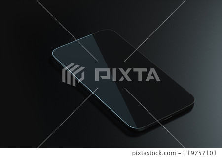 The black mobile phone on the black table, 3d The black mobile phone on the black table, 3d 119757101