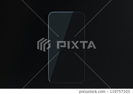 The black mobile phone on the black table, 3d The black mobile phone on the black table, 3d 119757103