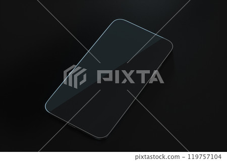 The black mobile phone on the black table, 3d The black mobile phone on the black table, 3d 119757104
