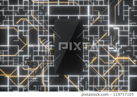 Mobile phone with electronics circuit board, 3d Mobile phone with electronics circuit board, 3d 119757105