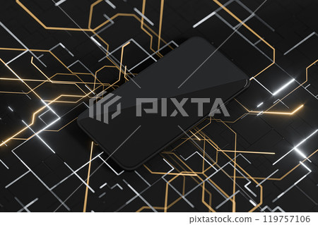 Mobile phone with electronics circuit board, 3d Mobile phone with electronics circuit board, 3d 119757106