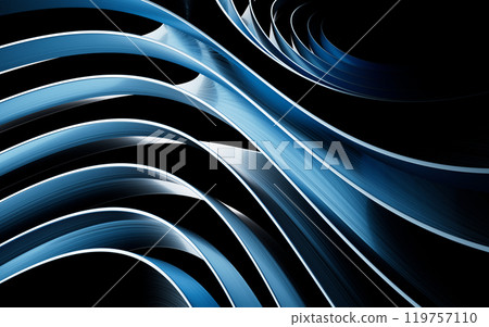 Metal curve geometry with dark background, 3d Metal curve geometry with dark background, 3d 119757110