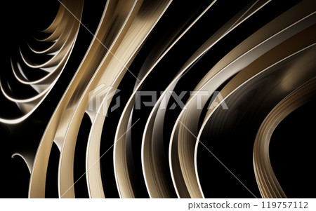 Metal curve geometry with dark background, 3d Metal curve geometry with dark background, 3d 119757112