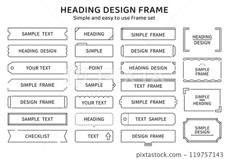 Simple frame, border, set, line, decoration, ornament, heading, treatment, design, material, decorative border, illustration Simple frame, border, set, line, decoration, ornament, heading, treatment, design, material, decorative border, illustration 119757143