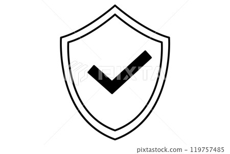 Security shield, burglar and home security black and white icon 119757485