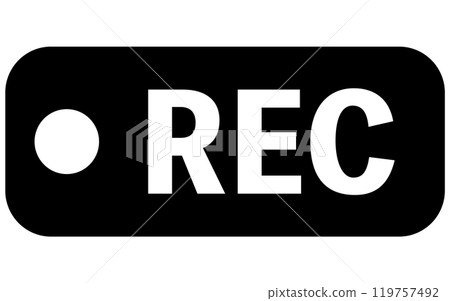 用於預防犯罪和家庭安全的監視器記錄標記、黑白圖標 119757492