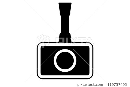 監視器、預防犯罪和家庭安全黑白圖標 119757493