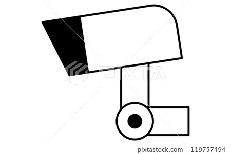 監視器、預防犯罪和家庭安全黑白圖標 監視器、預防犯罪和家庭安全黑白圖標 119757494