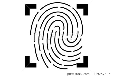 Fingerprint authentication, crime prevention and home security black and white icons Fingerprint authentication, crime prevention and home security black and white icons 119757496