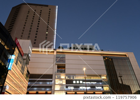 Yokohama station building at night 119757906