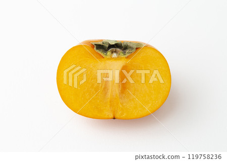 Cut persimmon on a white background 119758236