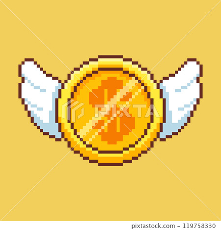 Pixel art Flying Coin with Wings game asset design Pixel art Flying Coin with Wings game asset design 119758330