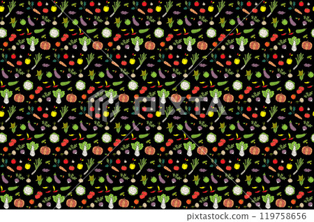 Illustration of vegetable on black background. 119758656