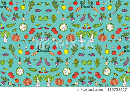 Illustration of vegetable group on light green background. 119758657