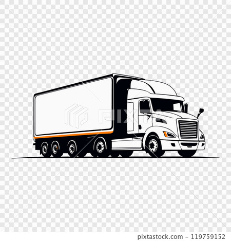 Vector illustration of a modern truck in black and white, with a clear background 119759152