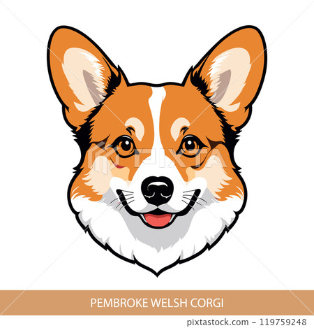 Stylized pembroke welsh corgi Dog Head Illustration in Vector Art Stylized pembroke welsh corgi Dog Head Illustration in Vector Art 119759248