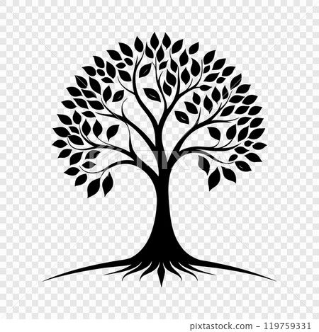 Stylized Green Tree icon with Gradient Leaves 119759331
