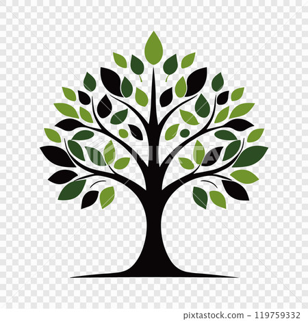 Stylized Green Tree icon with Gradient Leaves 119759332