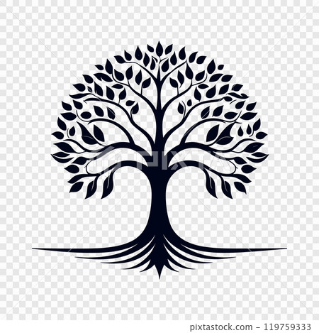 Stylized Green Tree icon with Gradient Leaves 119759333