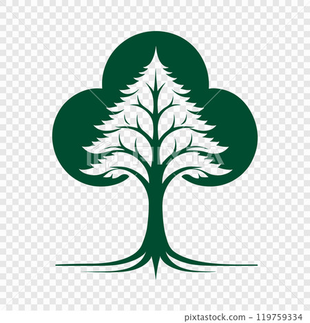 Stylized Green Tree icon with Gradient Leaves 119759334