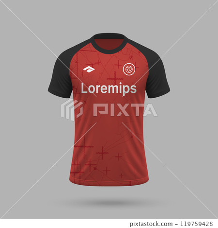 3d realistic soccer jersey in Bayer Leverkusen style, football shirt template 119759428