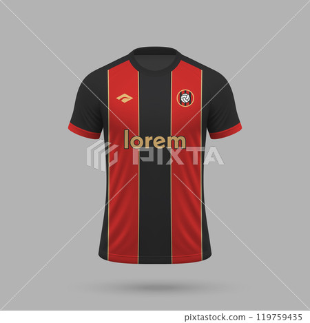 3d realistic soccer jersey in Bournemouth style, football shirt template 3d realistic soccer jersey in Bournemouth style, football shirt template 119759435