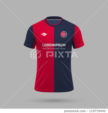 3d realistic soccer jersey in Cagliari style, football shirt template 119759440