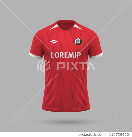 3d realistic soccer jersey in Freiburg style, football shirt template 3d realistic soccer jersey in Freiburg style, football shirt template 119759450