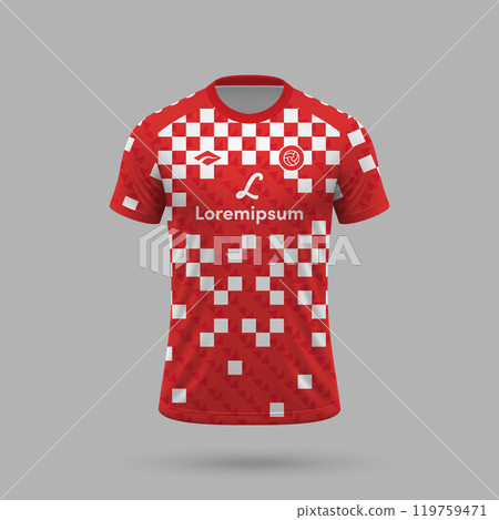 3d realistic soccer jersey in Mainz style, football shirt template 2024 119759471