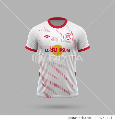 3d realistic soccer jersey in RB Leipzig style, football shirt template 3d realistic soccer jersey in RB Leipzig style, football shirt template 119759491