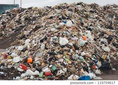 Piles of waste accumulated, awaiting disposal and waste management.AI Generated Piles of waste accumulated, awaiting disposal and waste management.AI Generated 119759617