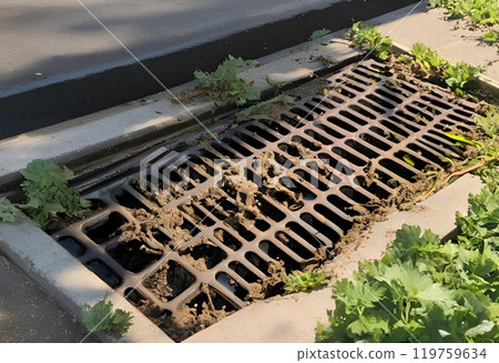 Rusty steel drain grate showing signs of deterioration.AI Generated 119759634