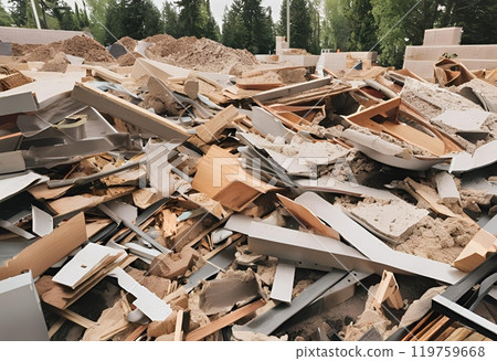Wood waste pile can be repurposed for useful applications.AI Generated 119759668