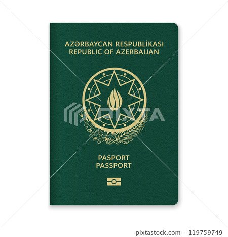 Azerbaijan Passport Cover with Gold Emblem and Text Azerbaijan Passport Cover with Gold Emblem and Text 119759749