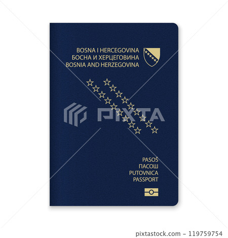 Bosnia Passport Cover with Gold Emblem and Text Bosnia Passport Cover with Gold Emblem and Text 119759754