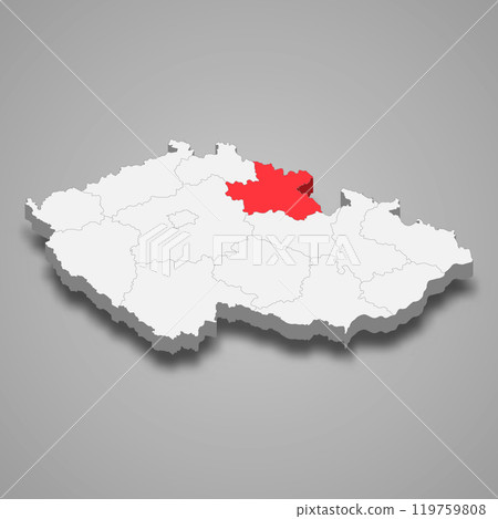 Hradec Kralove region location within Czech Republic 3d map Hradec Kralove region location within Czech Republic 3d map 119759808