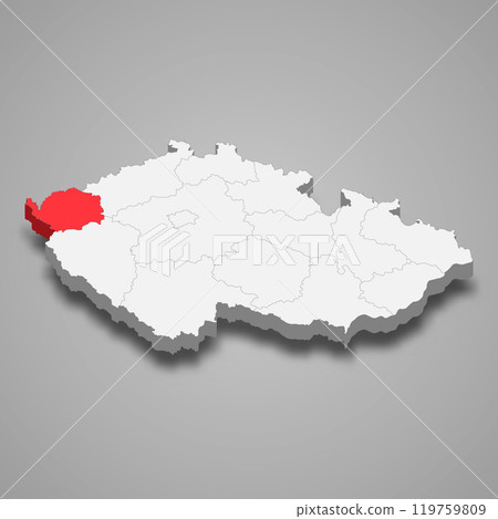 Karlovy Vary region location within Czech Republic 3d map Karlovy Vary region location within Czech Republic 3d map 119759809