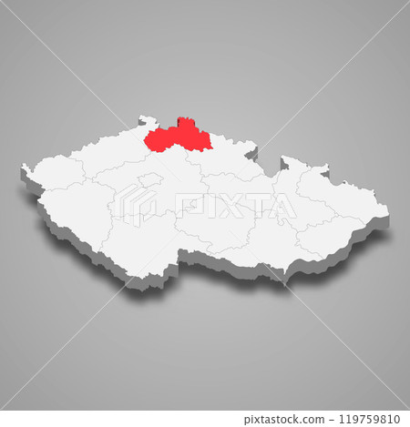 Liberec region location within Czech Republic 3d map Liberec region location within Czech Republic 3d map 119759810