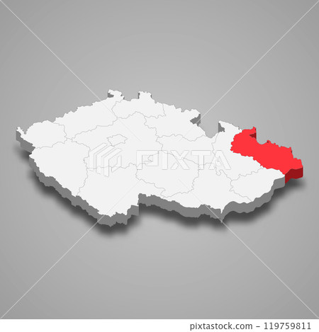 Moravia-Silesia region location within Czech Republic 3d map 119759811