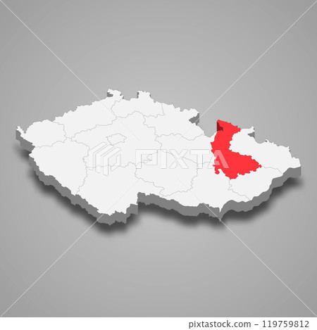Olomouc region location within Czech Republic 3d map 119759812