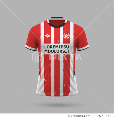 3d realistic soccer jersey in PSV style, football shirt template 119759838