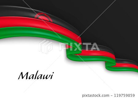 Waving ribbon with flag of Malawi 119759859