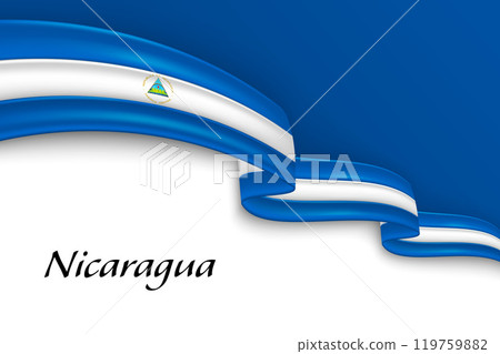 Waving ribbon with flag of Nicaragua 119759882