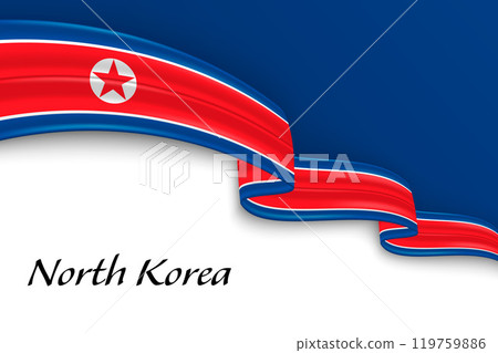Waving ribbon with flag of North Korea Waving ribbon with flag of North Korea 119759886