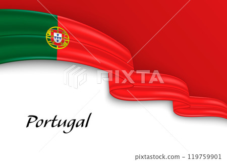 Waving ribbon with flag of Portugal 119759901