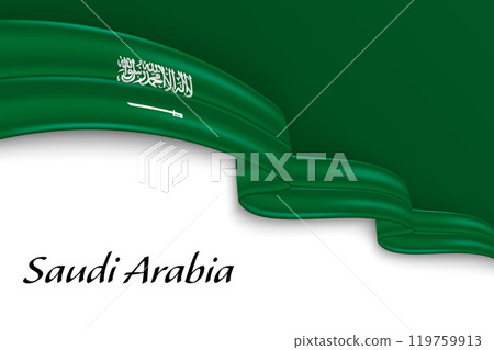 Waving ribbon with flag of Saudi Arabia 119759913