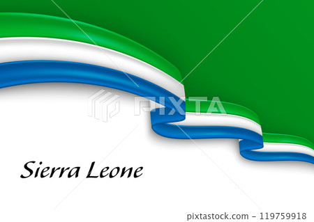 Waving ribbon with flag of Sierra Leone 119759918