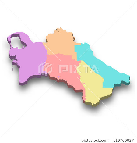 3d isometric colored map of Turkmenistan 3d isometric colored map of Turkmenistan 119760027