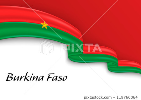 Waving ribbon with flag of Burkina Faso 119760064