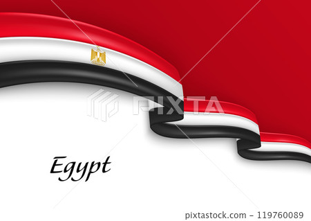 Waving ribbon with flag of Egypt Waving ribbon with flag of Egypt 119760089